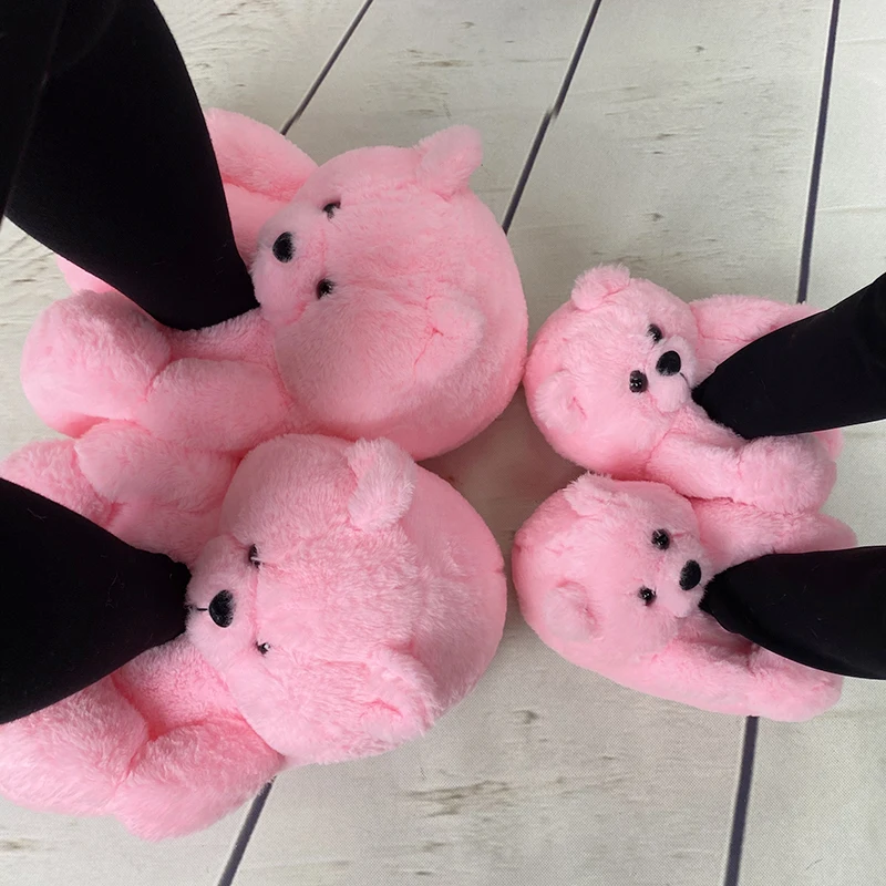 Teddy bear slippers 2022 US WAREHOUSE fuzzy teddy Wholesale Plush adult Slipper House Teddy Bear Slippers for Women Girls
