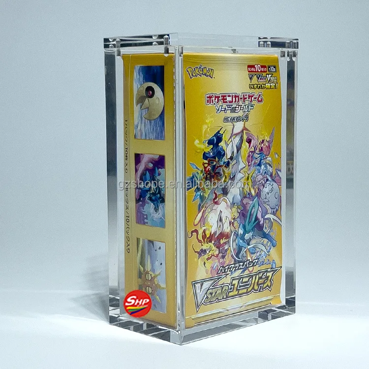 SHP Custom Clear Acrylic Pokemon Japanese Booster Box Small Version For Shiny V All Stars Display Case With Strong Magnet