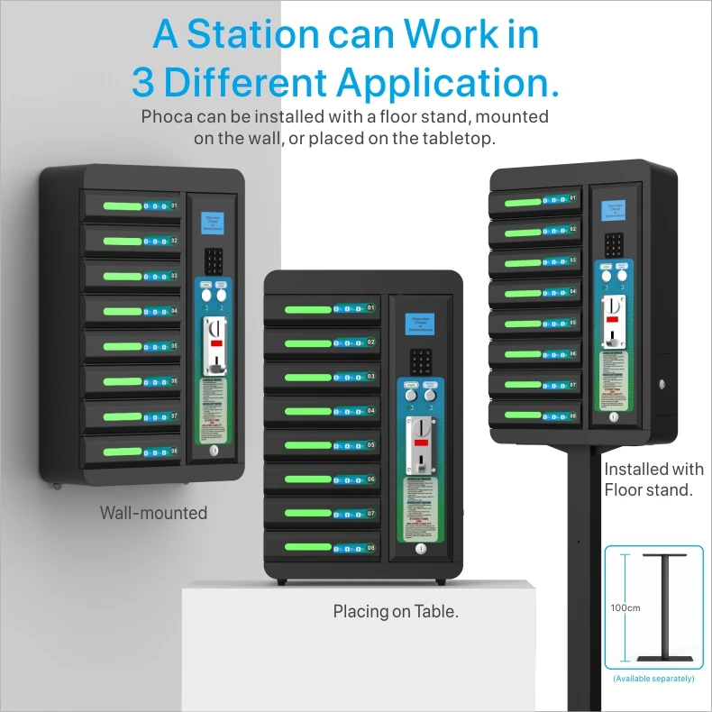  USB charger 8-bay Coin Operated Cell Phone Charging Station Locker/Mobile charging