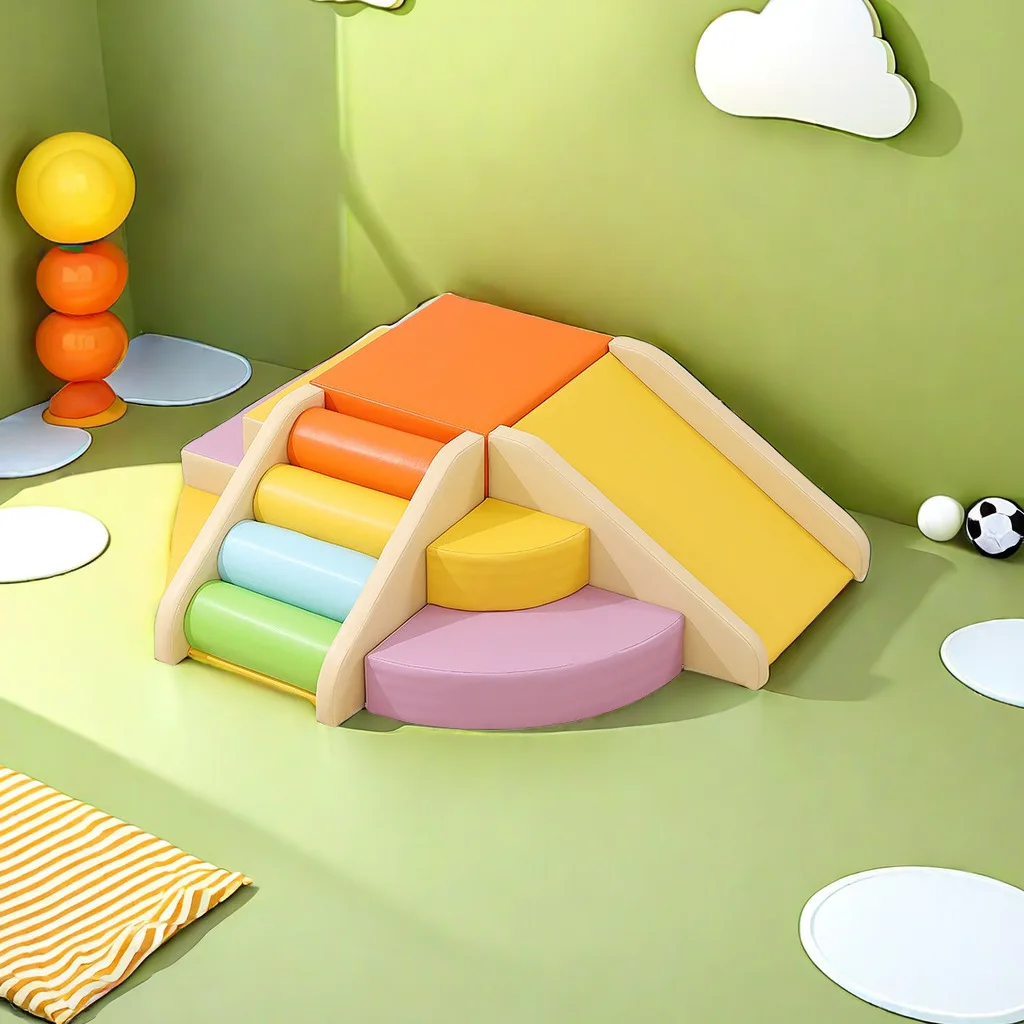 Stock Available Indoor Soft Play Playground Soft Play Sets Kids Rainbow Slide Cube Two Step Ladder Combinatorial Soft Play Sets