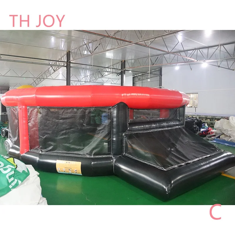 Free air ship to door, outdoor portable inflatable soccer field, 8m diameter inflatable football pitch court playground for sale