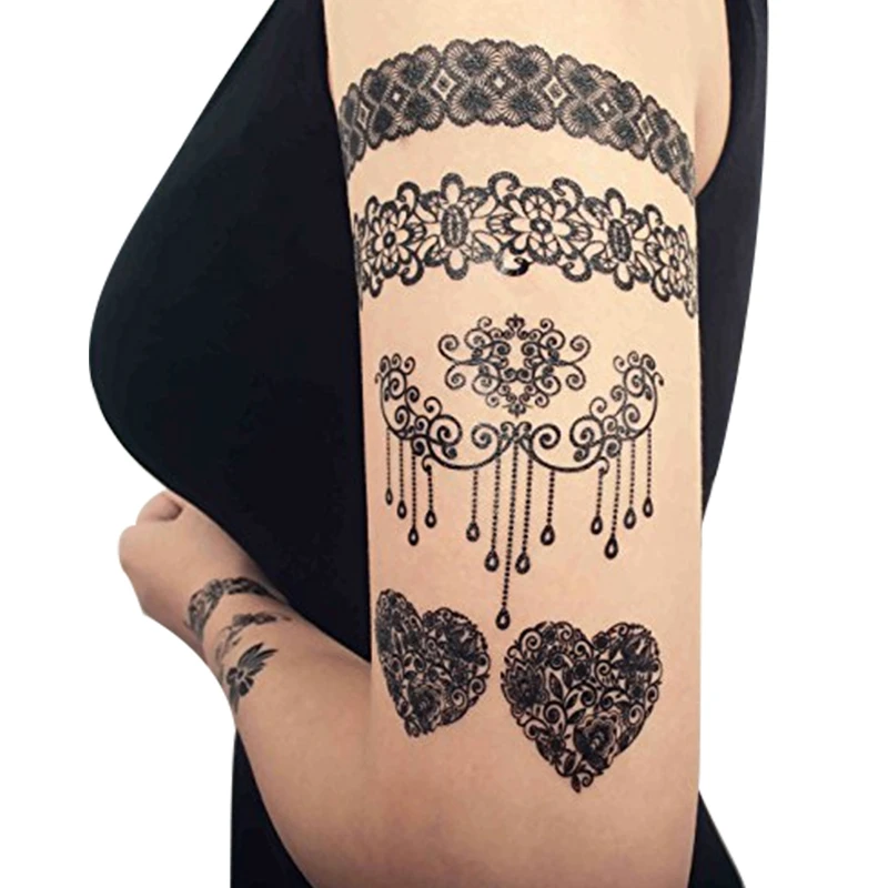 Мужской женский телесного цвета из водонепроницаемого материала бодиарт прилипания трафарет татуировки, боди арт, временные татуировки хной трафареты бумага