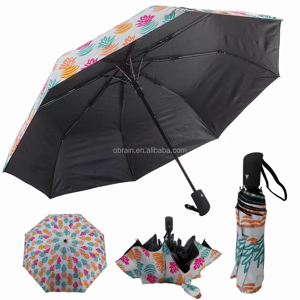 Custom Mini Semi-Automatic Promotion Gift Umbrella 3 Folding Design Full Printing Anti-UV Sun Rain Colorful Paraguas Parasol