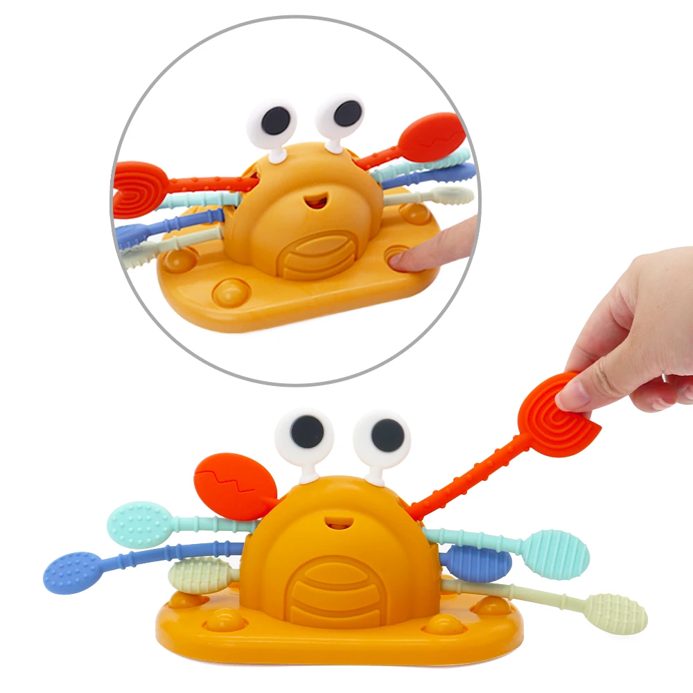 Custom Press Finger Baby Teething Sensory Kids Toys Educational Learning Baby Silicone Pull String Toys