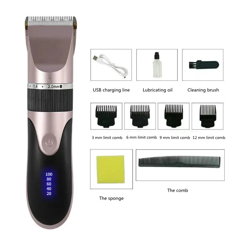 Машинка для стрижки волос мужская с ЖК-дисплеем и USB-зарядкой