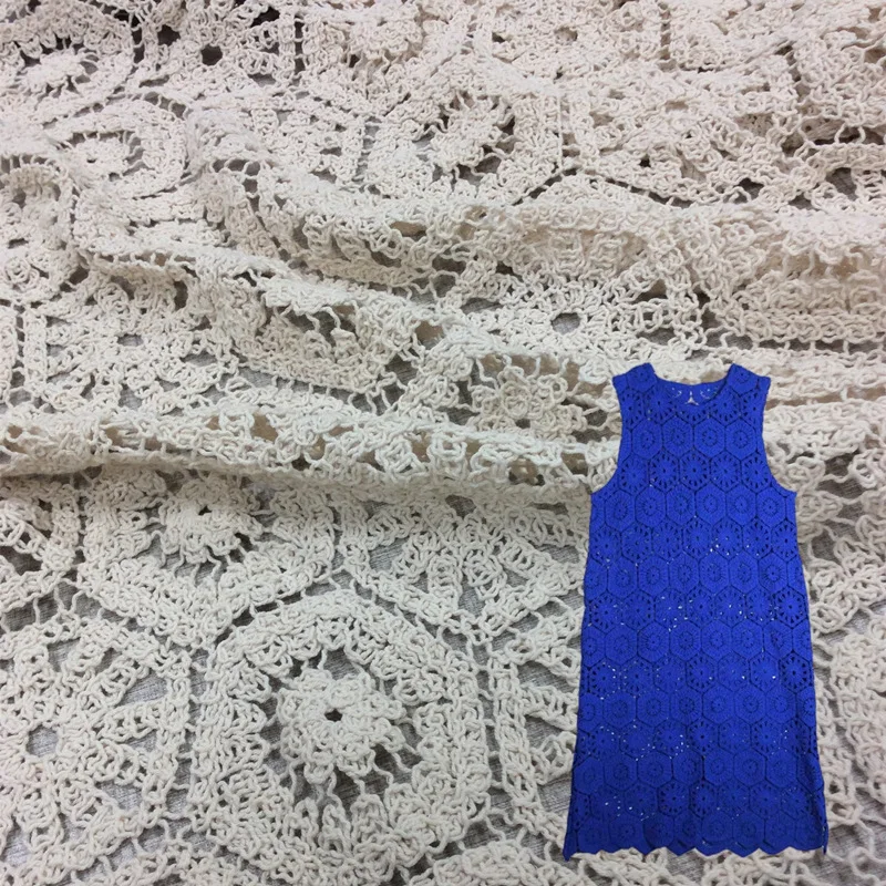 2022 New Design Manufacture Soft Hand Feel 100%Cotton Lace Fabric Geometric Crochet Embroidery Lace