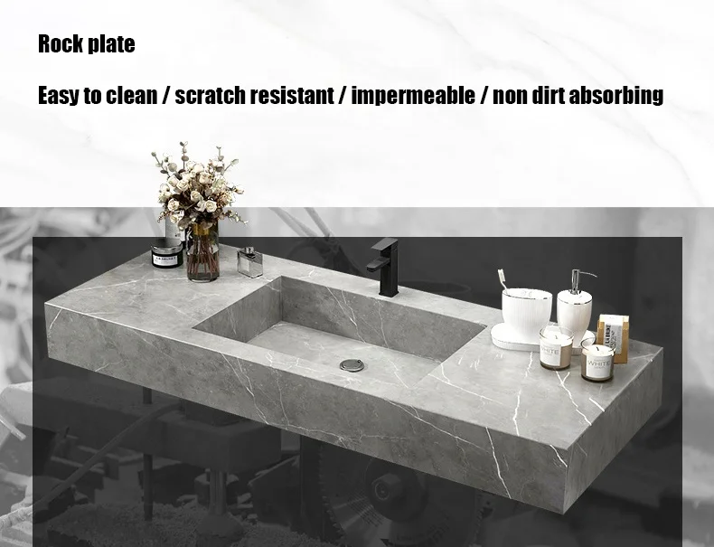 Simple rock plate bathroom cabinet combination modern bathroom washbasin balcony drum washing machine integrated cabinet