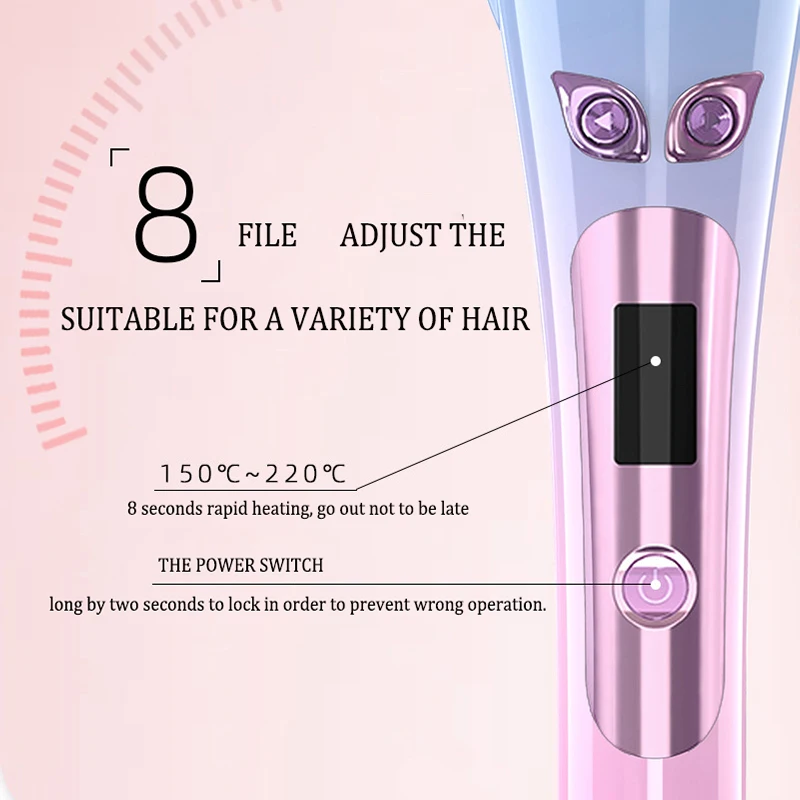 Automatic hair curling iron with ceramic ionic barrel smart anti-stuck auto rotating hair curling wand professional hair curler