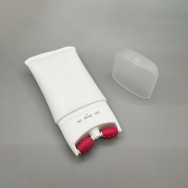 PE Plastic Cosmetic Body Lotion Tube 100ml White Massage Roller Tube Squeeze Soft Cream Tube with 2 Roller Applicator