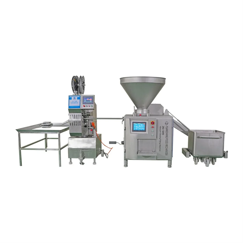 Automatic Vacuum Sausage Stuffer Double Clipper Commercial Sausage Making Machine Production Line