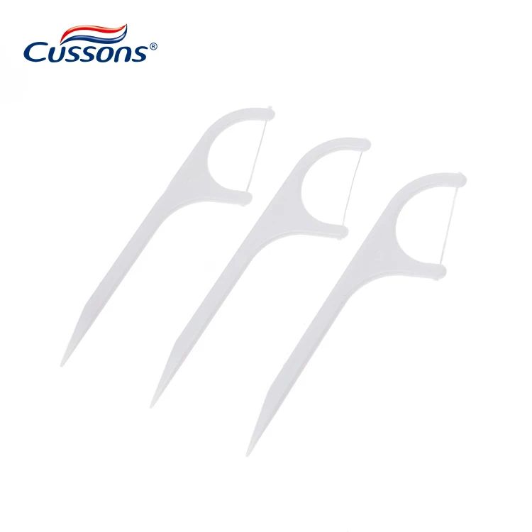 Cheap bulk bottled white plastic dental floss pick with long handle