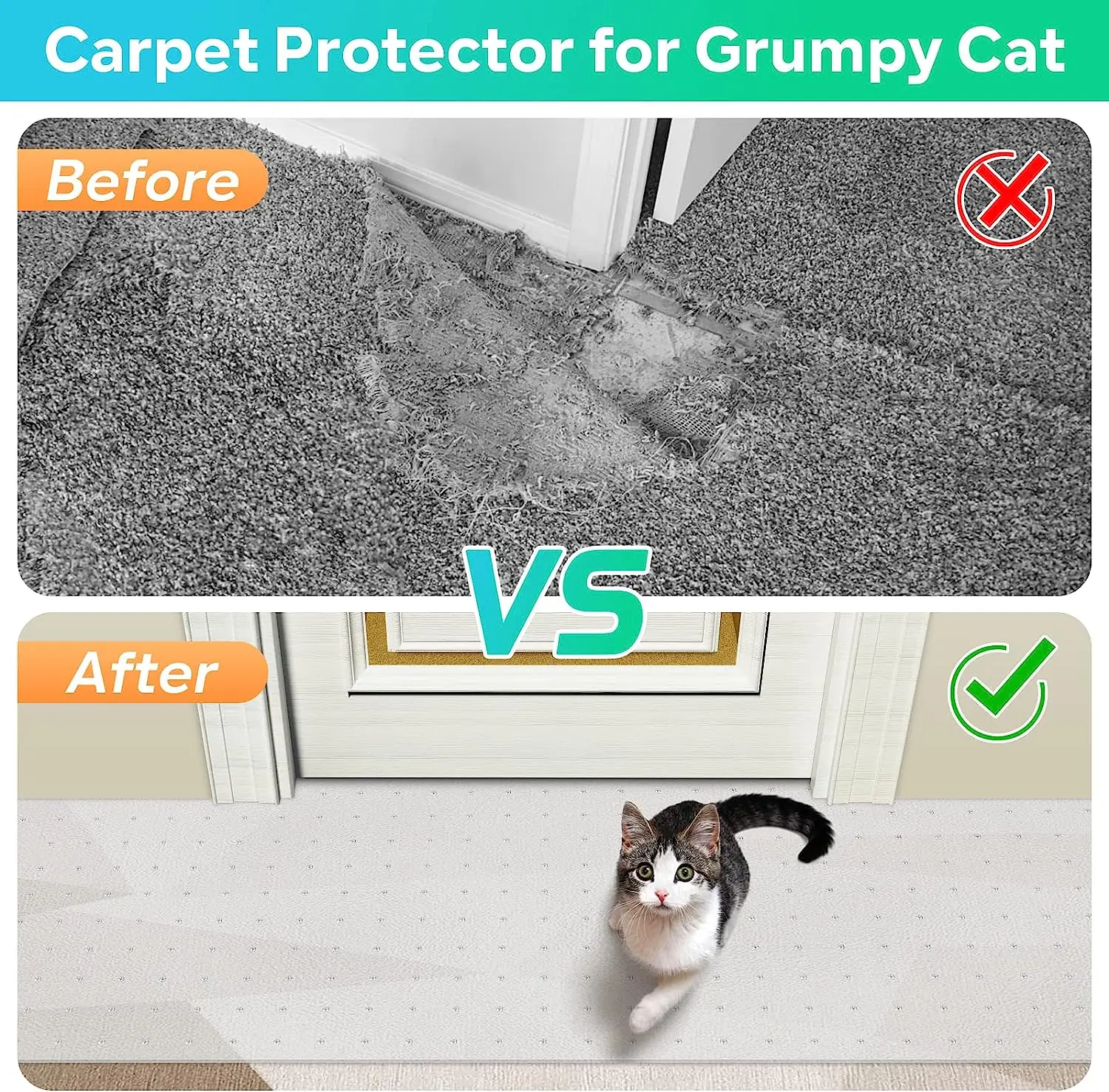High Quality 8.2 FT Heavy Duty Durable Plastic Cat Carpet Protector For Cat Natural Sisal Scratch Mat Couch Sofa