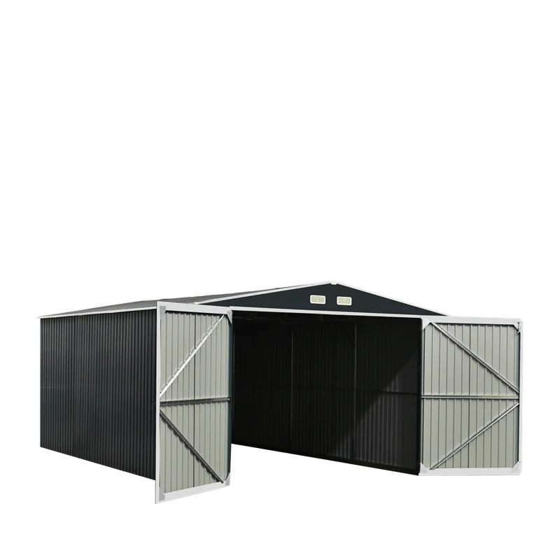 10ft x 20ft Outdoor Prefab Container Sheet Metal Roof  Metal Frame Sustainable Garage Car Parking Carport