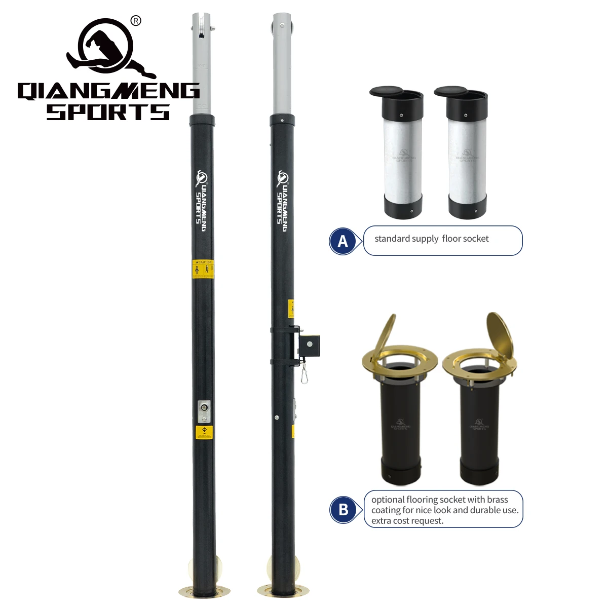 Inground Steel Volleyball Poles with Net Portable Volleyball Post and Net Volley Stand