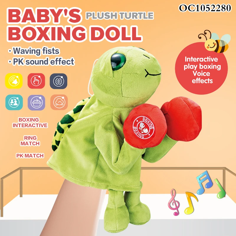 Plush turtle design indoor interactive sports games boxing fighting robot doll products set toy for kids