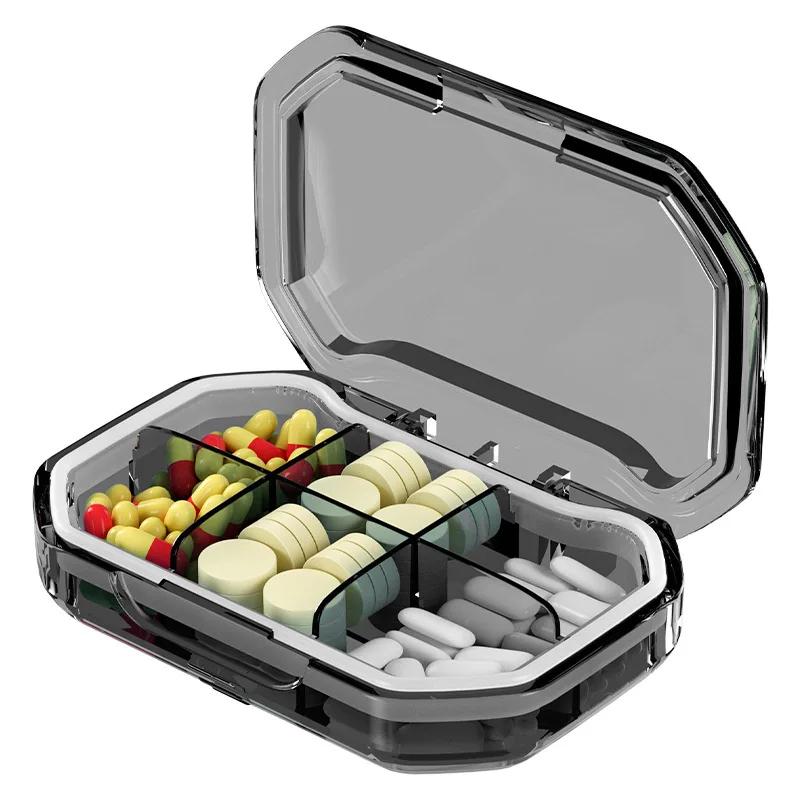 Portable Small Pill Box Travel 4 6 Compartments Daily  Mini Pill Box Waterproof Organiser For Travel
