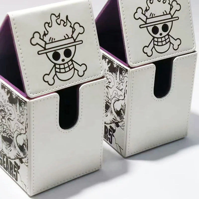 2 Boxes Leather Card Deck Box with 2 Dividers Large Size Fit 100+ Plus Single Sleeved Deck Box for Collectible Cards