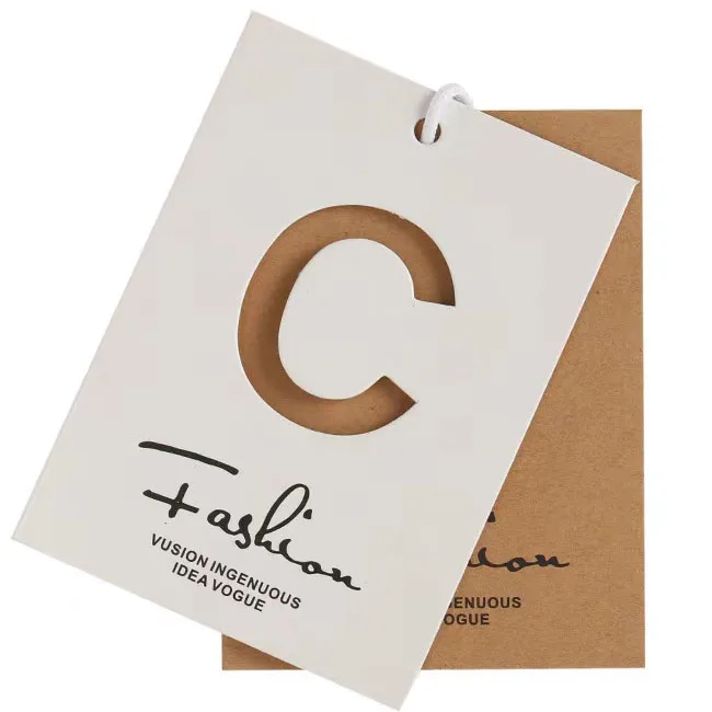 Custom embossed hanging paper tag  labels for clothing