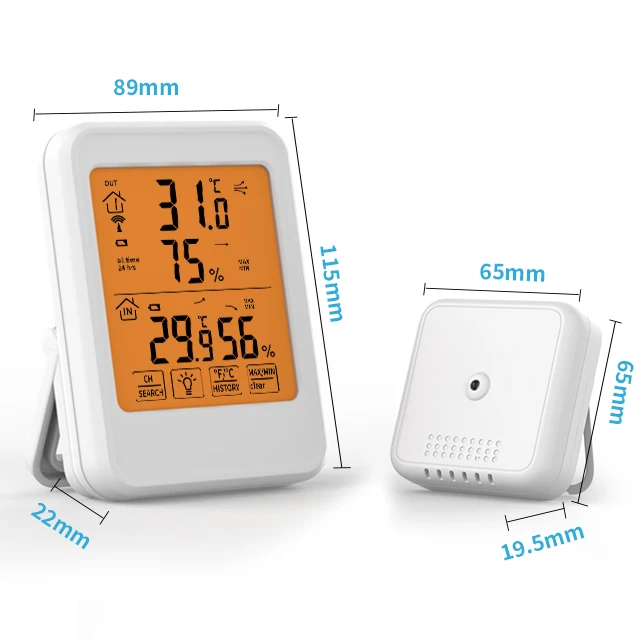 Wireless Thermometer Indoor Outdoor Thermometer Digital 433 MHz Wireless Temperature and Humidity Monitor