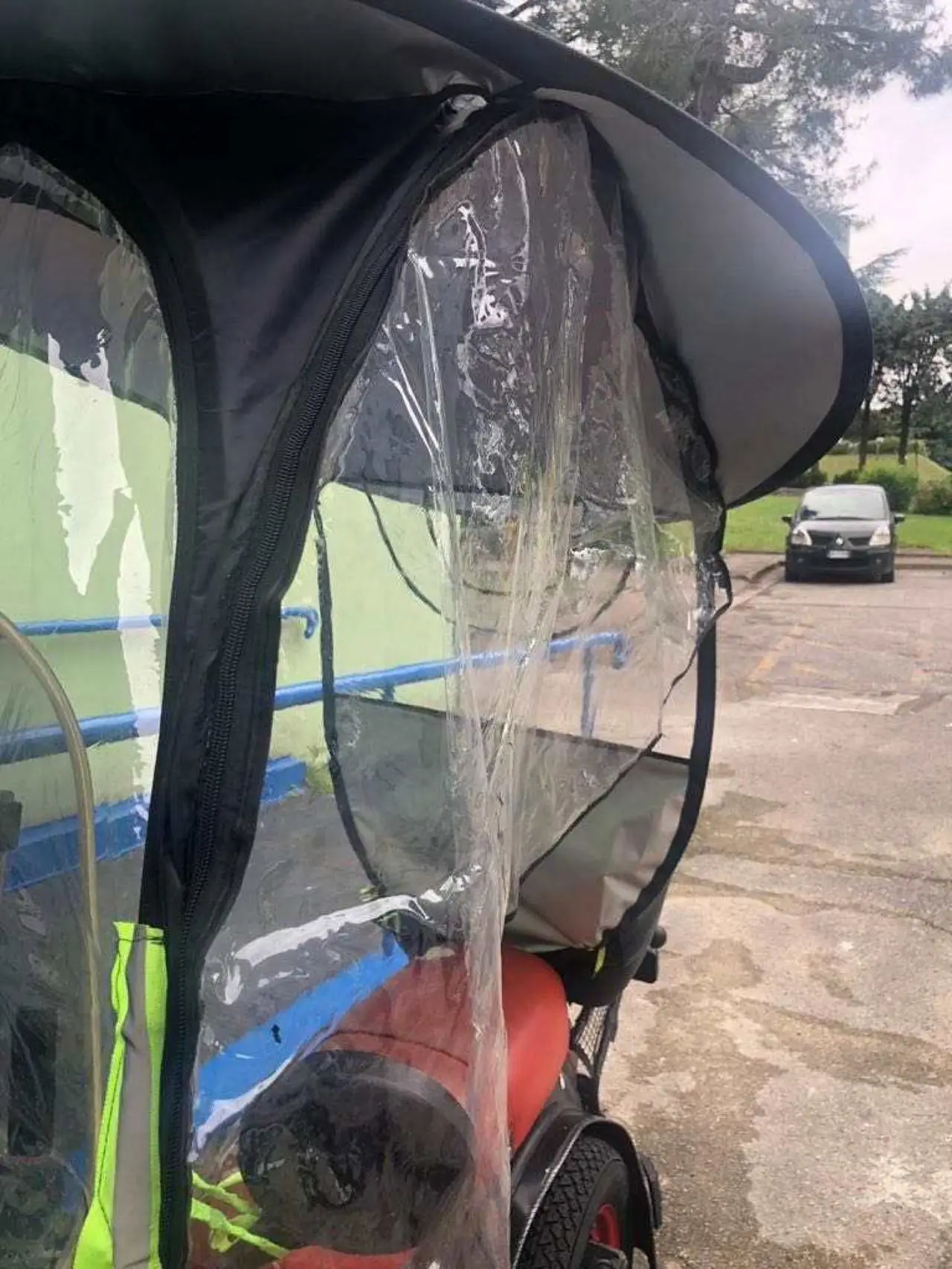 All black color covered motorcycle umbrella cover bike umbrella waterproof windproof sunshade electric scooter umbrella