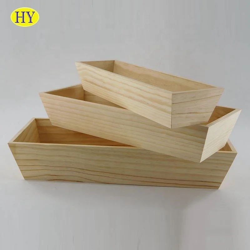 Custom Unfinished Cheap Wooden Decorative Planter Pot