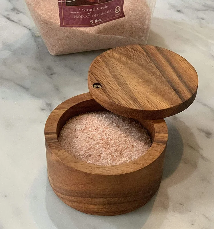 Wholesale acacia wood Appalachian Salt Cellar storage box for kitchen
