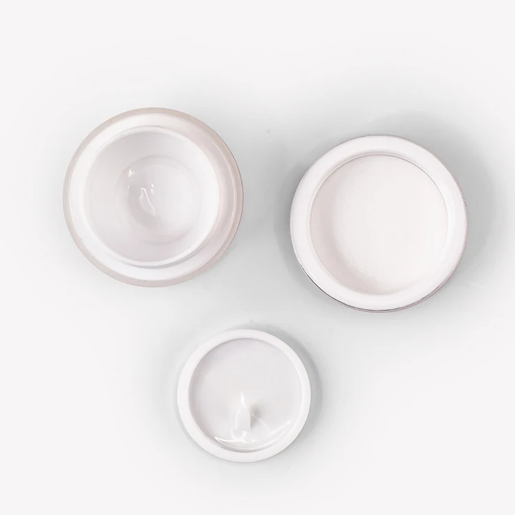 Wholesale white simple silver rim PP plastic cosmetic packaging container empty cream jar