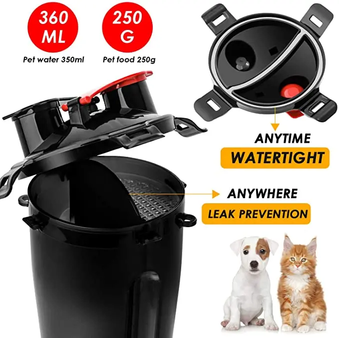 
Dog Water Bottle Dog Bowls for Traveling Pet Food Container 2-in-1 with Collapsible Dog Bowls 