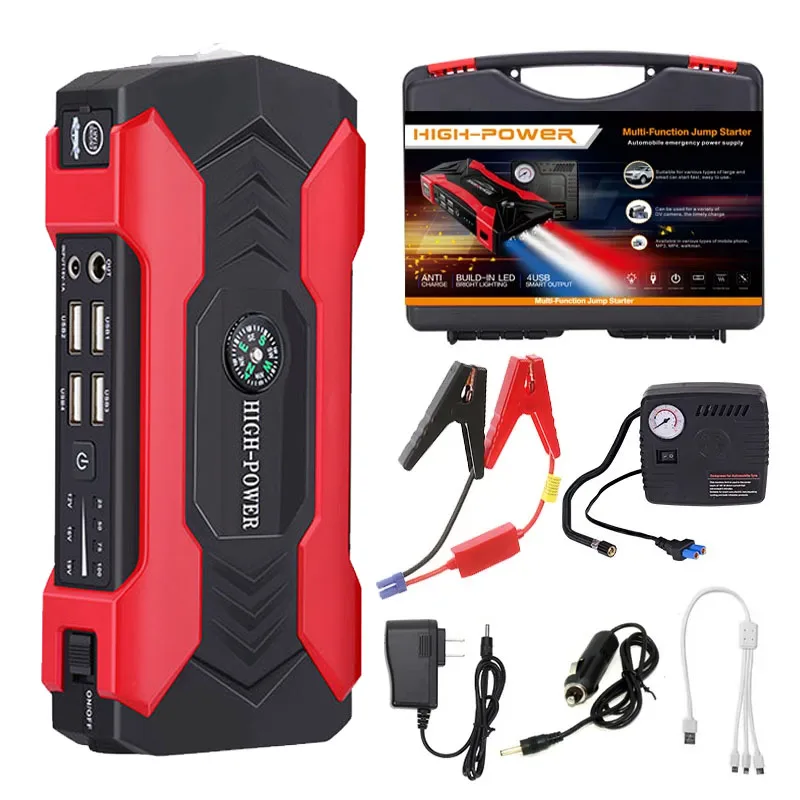 29800 мАч 1000A мини автомобильный стартер с 12 В литиевая батарея Power Bank Jump Pack с воздушным компрессором бустер зарядное устройство для автомобиля