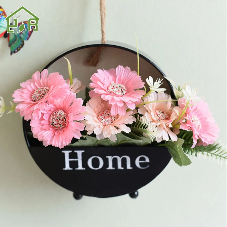 Yanyi Household Decor Flower Pot Metal Iron Basket Decorative Wall Hanging Basket