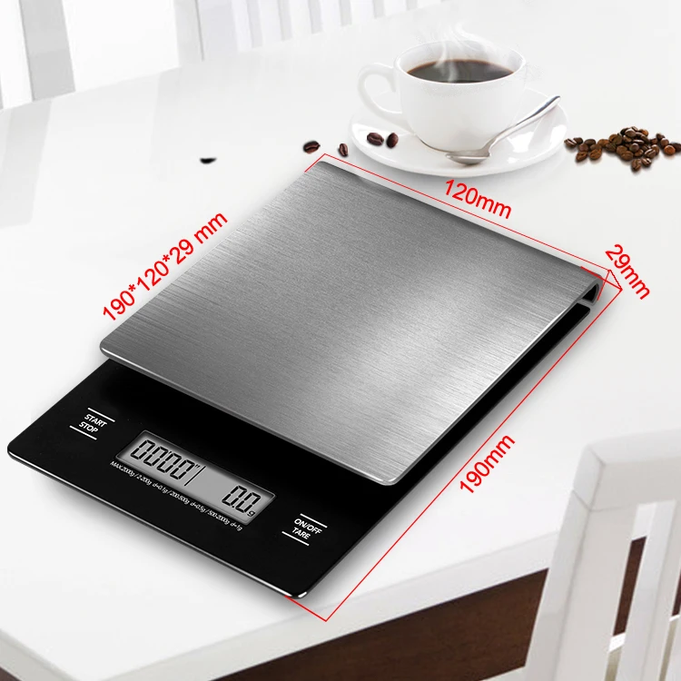 10% Off Stainless Steel Black Low Battery Food Kitchen Coffee Scale With Timer