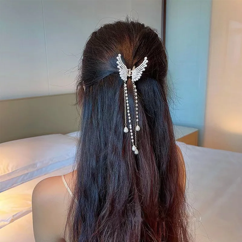 Korean Fashion Hairclip Sweet Alloy Butterfly Tassel Hair Claw Clips