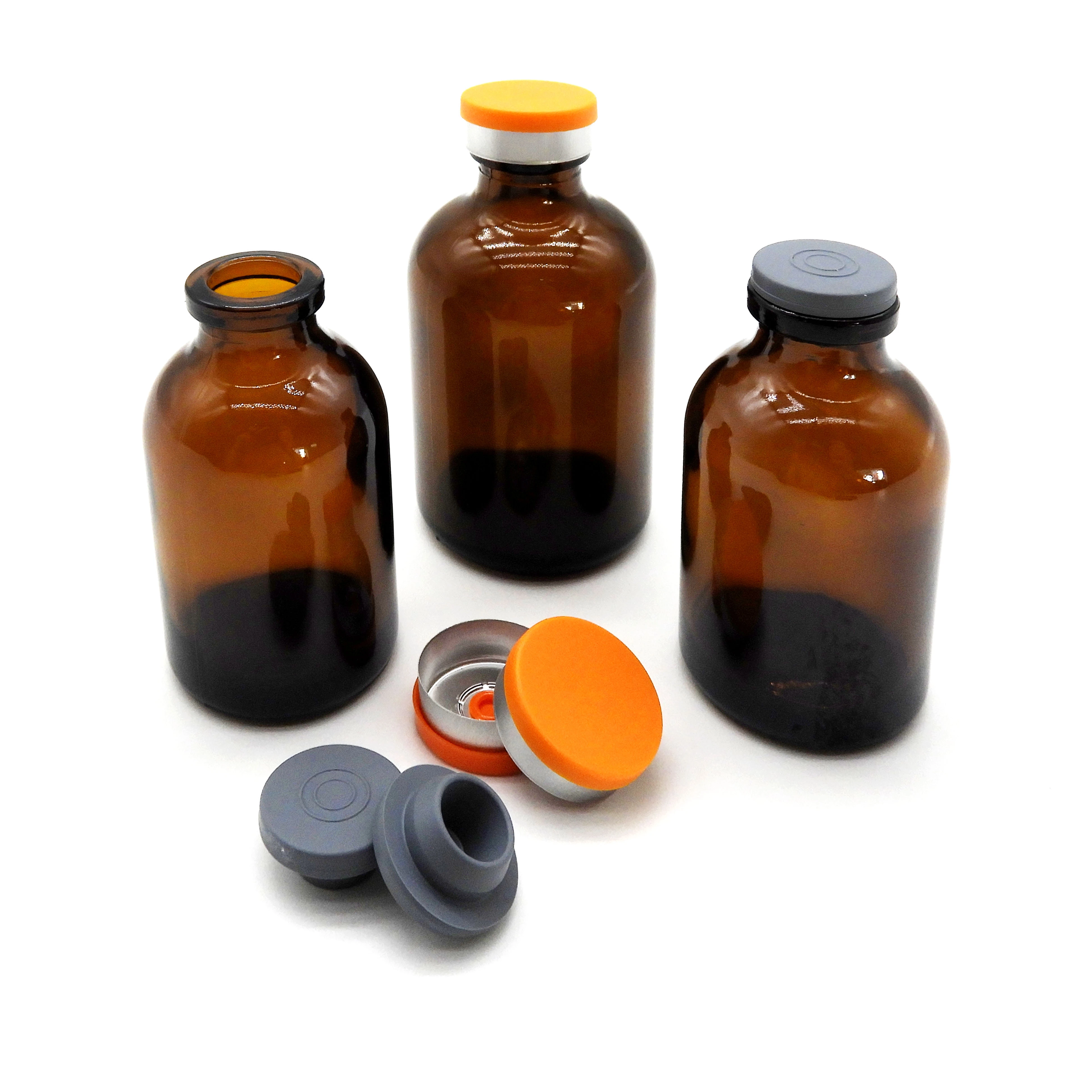 Amber Clear Borosilicate Pharmaceutical Injection Glass Bottles Vial Bottle with Rubber Stopper