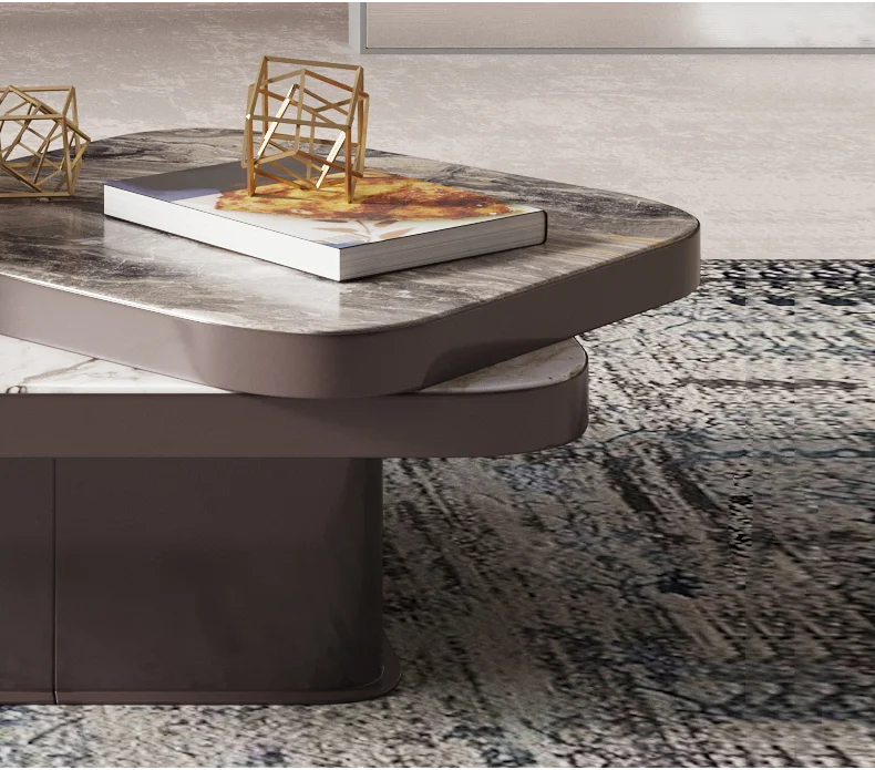 2021 hot-selling minimalist coffee table rotatable rock slab coffee table