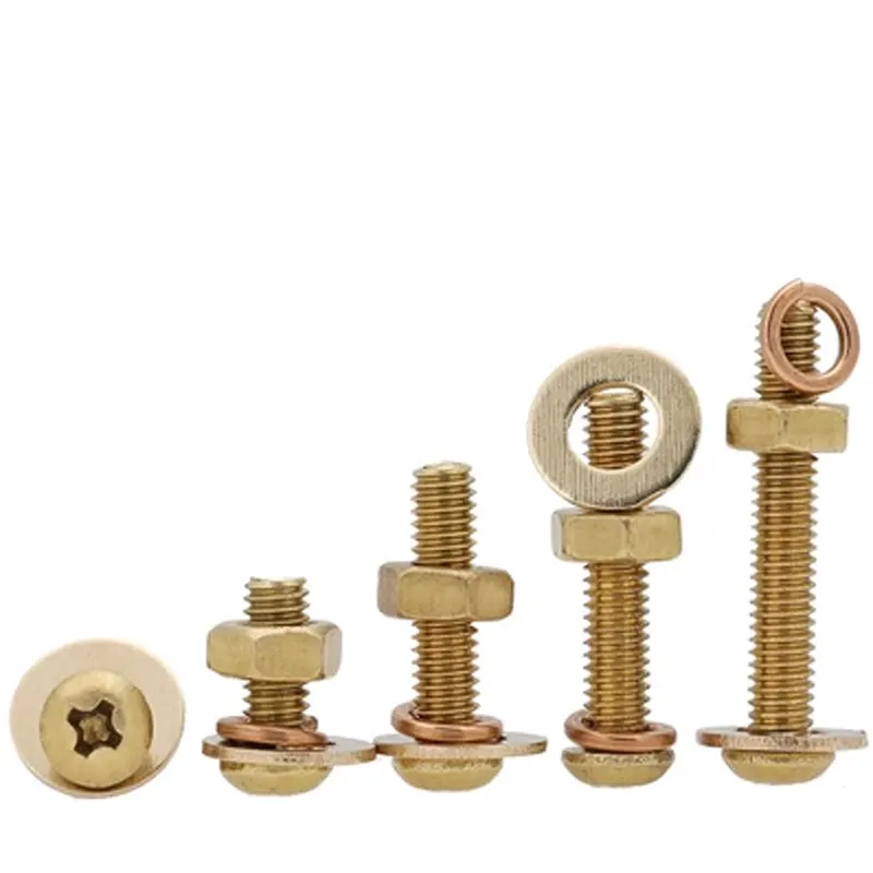 Brass Bronze Copper Alloy H59 H62 Nickel Tin M4 Thread Button Head Hex Screw Washer Assortment Inch Measurement System