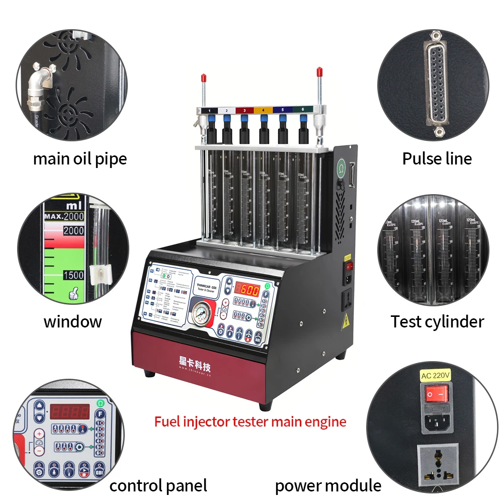 THINKCAR GDI 6 Cylinder Ultrasonic Injector Cleaner And Tester Low resistance injector test for all gasoline injectors
