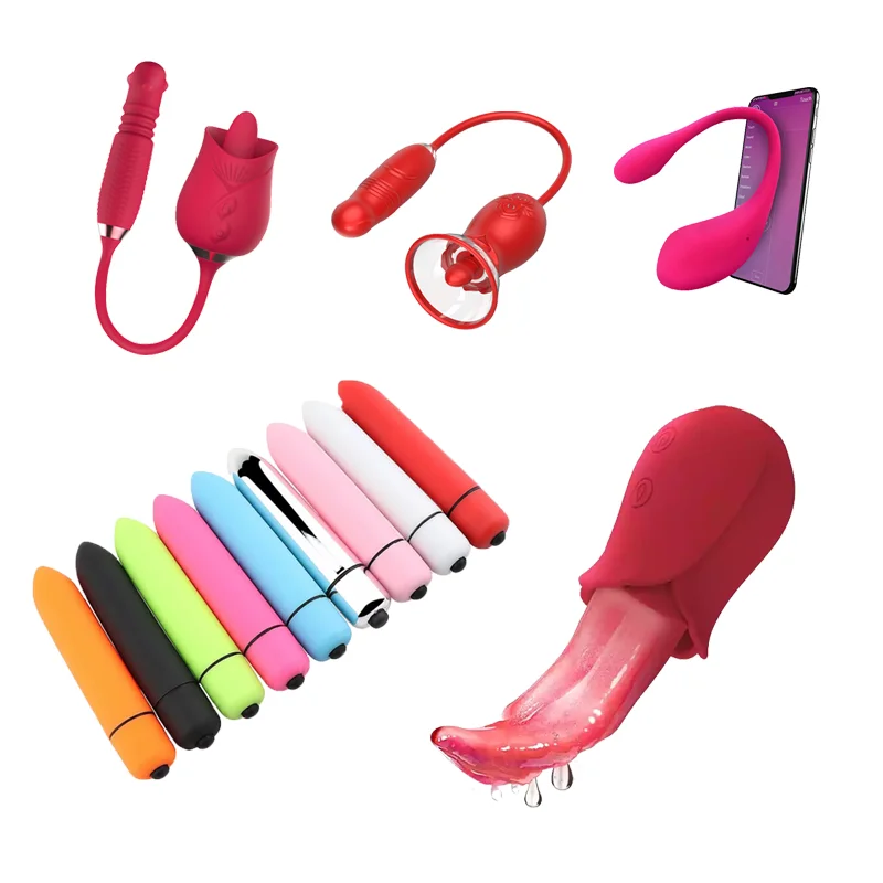 YPM 2023 New Rose vibrator with Dildo 3 in1 rotating telescopic Licking clitoris Stimulator sex toy for Women
