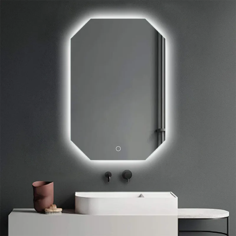 Octagon Irregular Silver LED Lights Smart Mirror Android Bathroom Mirror with Light