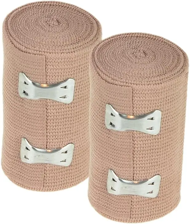 Premium Elastic Bandage Wrap - 12 Extra Clips - Strong Compression Bandage Wrap for Wrist, Ankle, Foot, Knee Wrap
