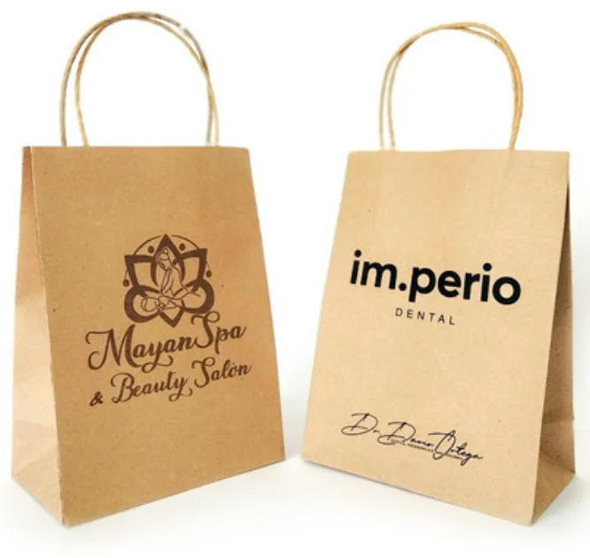 Wholesale Custom Logo premium eco friendly recycled shopping brown kraft paper packaging bags OEM Clothes Pants waterproof