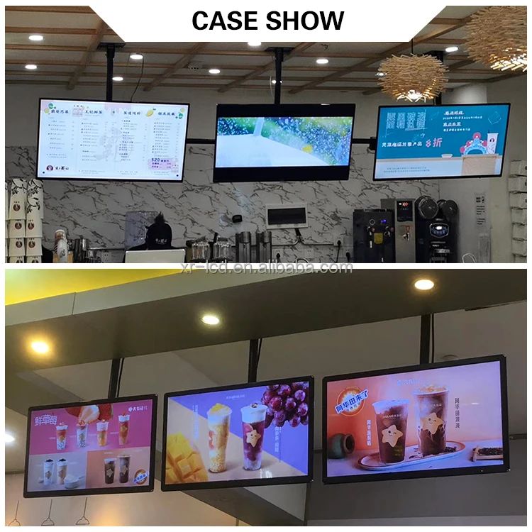 65 inch wall mount digital signage wall hanging advertising digital screen restaurant lcd digital menu board
