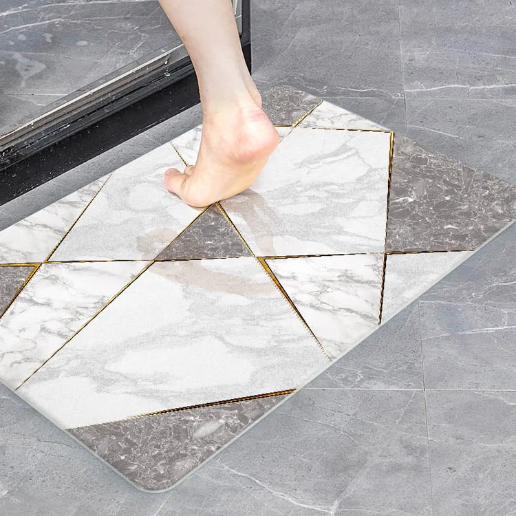 Quick drying marble pattern diatomite stone bath mat for bathroom