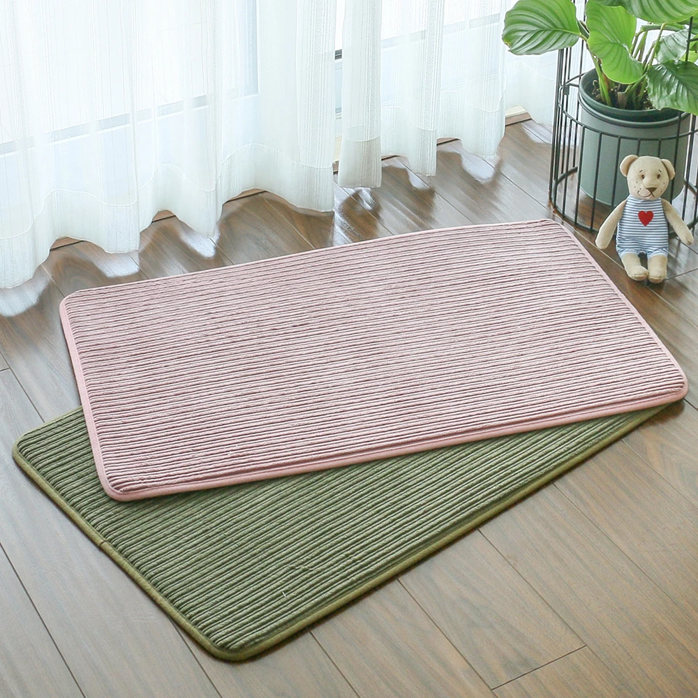 Corduroy floor mat striped sponge living room floor mat customizable luxury carpet microfiber memory foam bath mat