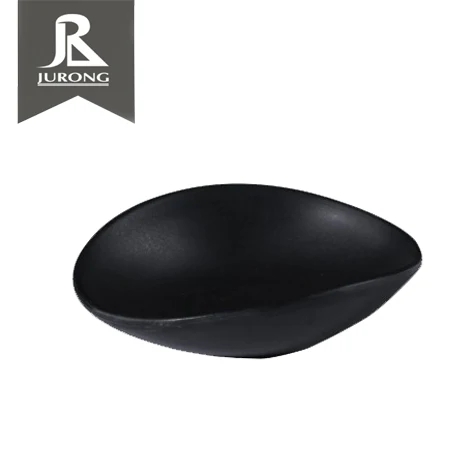 Modern restaurant melamine custom black taco holder plate dinnerware for wholesale