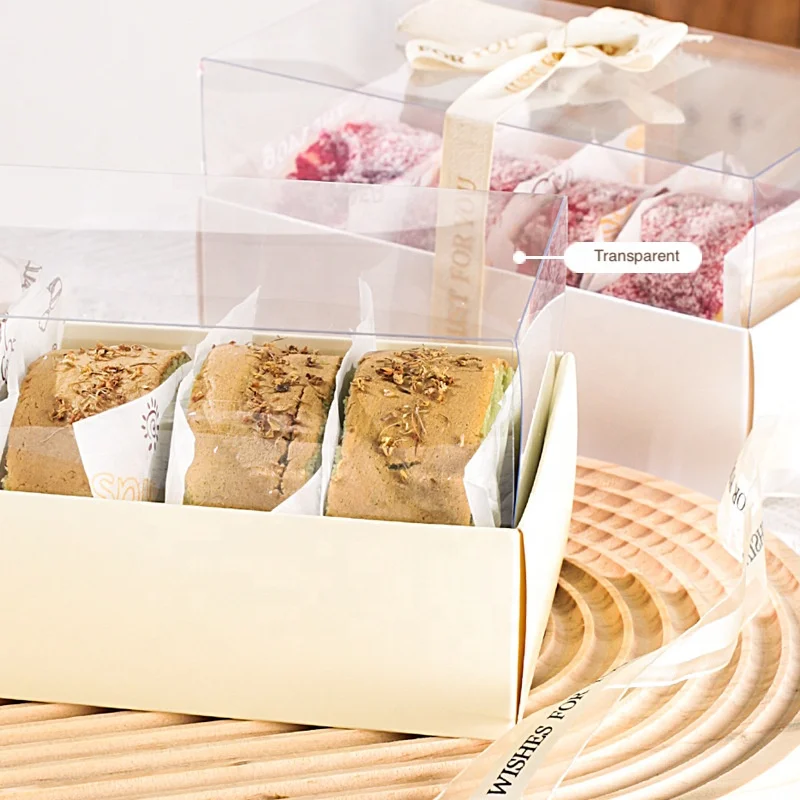 Transparent Lid Cake Box Macaron Dessert Cake Roll Boxes Baking Packaging Container