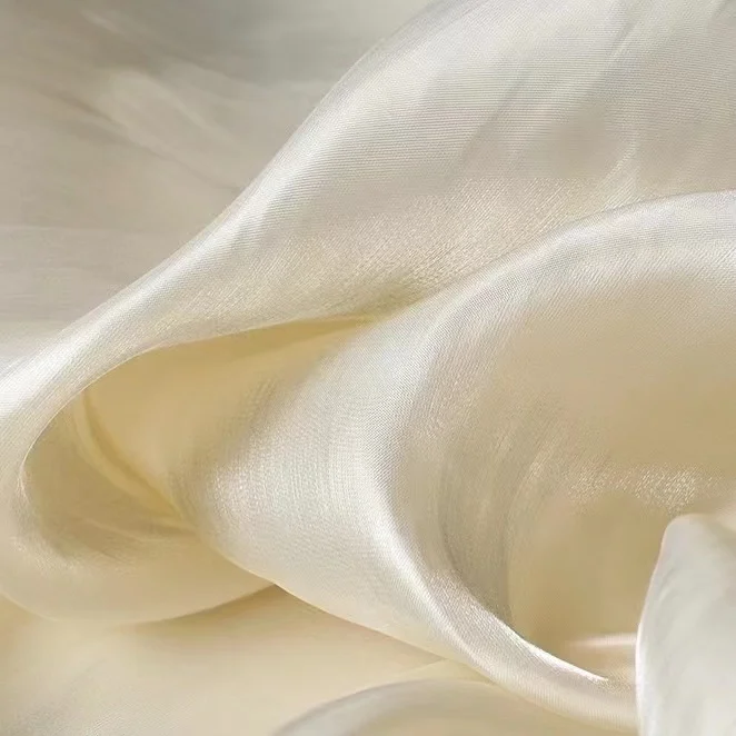 Wholesale Luxury pleated voile silk crystal glitter dress shinny satin fabric for wedding party dresses