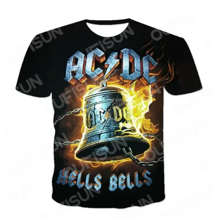 Summer trend AC DC Pop Rock men clothes knitted Fashion street casual O-neck short sleeved T shirt for men/women t shirt for men