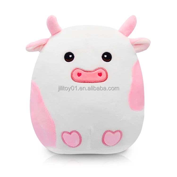 amazon hot selling stuffed animal plush pink cow toy pillow custom logo plush milk cow toy