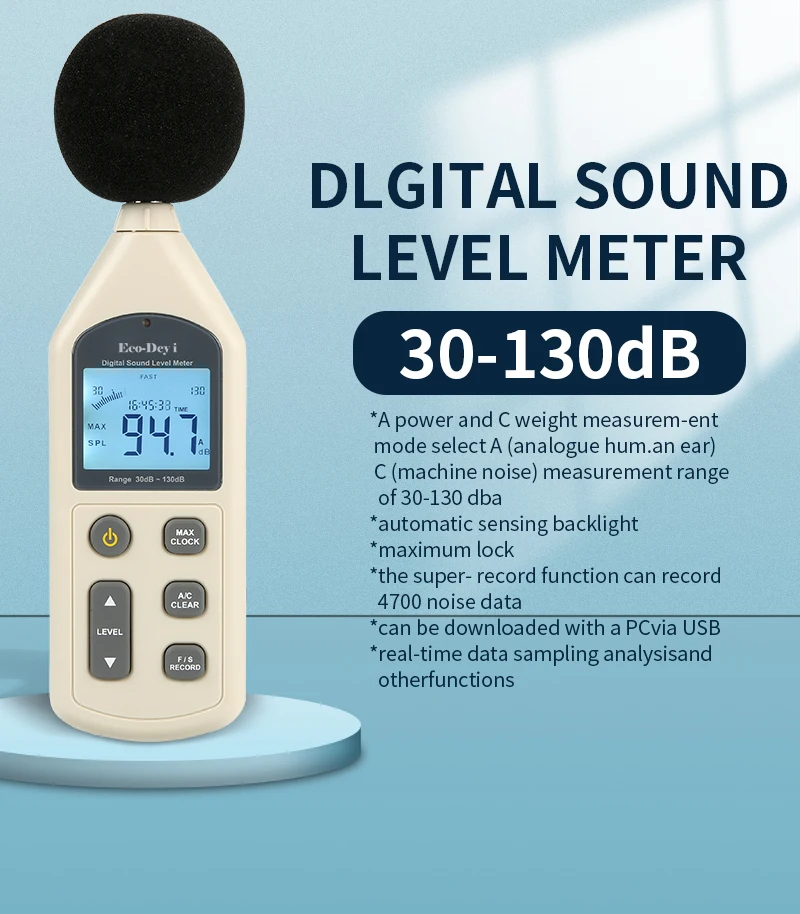 Indicator analog audio vu  smart noise measurement small precision noise sm-841 rion rgb led mic realistic sound level meter
