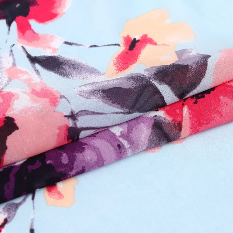 Wholesale elegant soft and breathable chiffon printed 100% polyester fabric